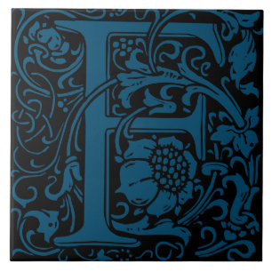 Letra F Monogramada Art Nouveau de William Morris