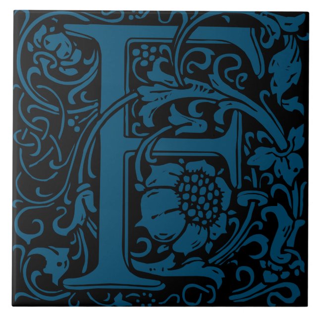 Letra F Monogramada Art Nouveau de William Morris (Frente)