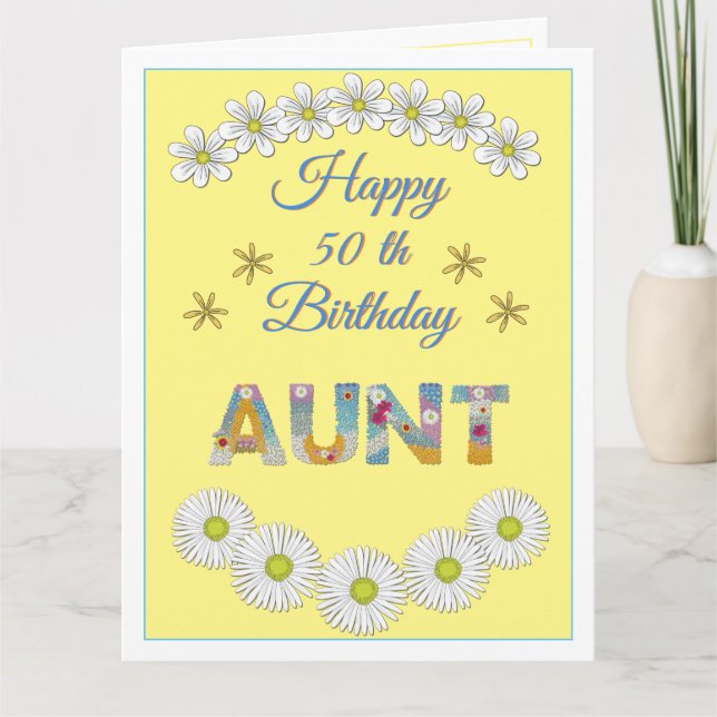 Letra Flor Tia Personalizada Cartão de Aniversário (Frente)