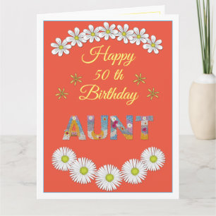 Letra Flor Tia Personalizada Cartão de Aniversário