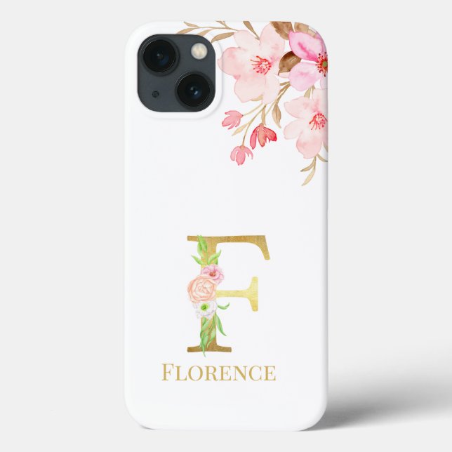 Letra Floral e Dourada H Monograma (Verso)