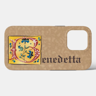 Letra Floral Iluminada Medieval B Monograma