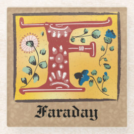 Letra Floral Iluminada Medieval F Monograma