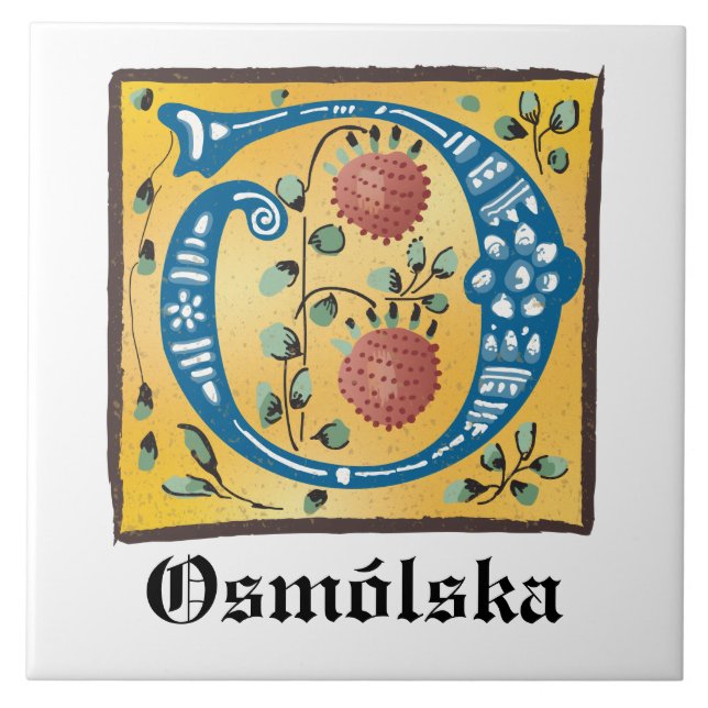 Letra Floral Iluminada Medieval O Monograma (Frente)