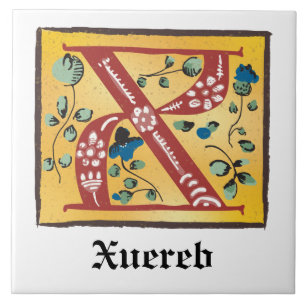 Letra Floral Iluminada Medieval X Monograma
