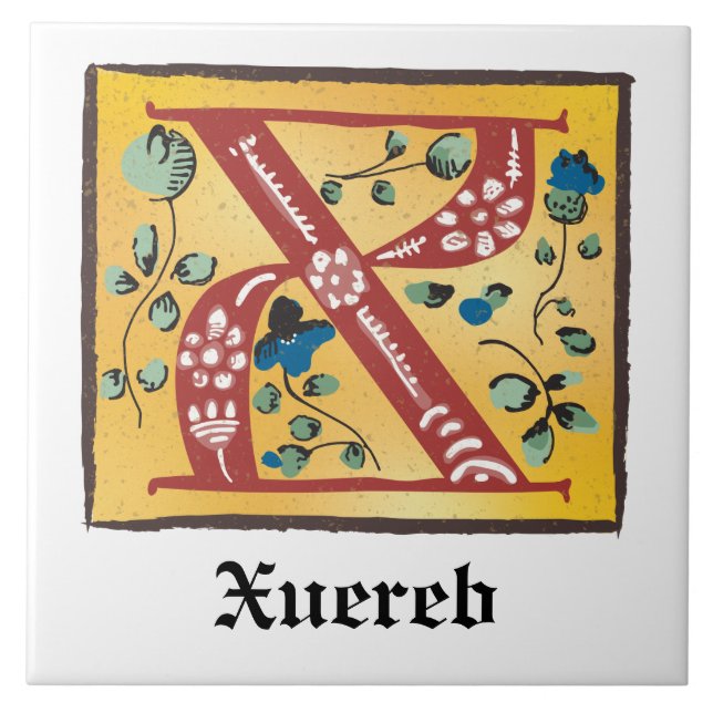 Letra Floral Iluminada Medieval X Monograma (Frente)