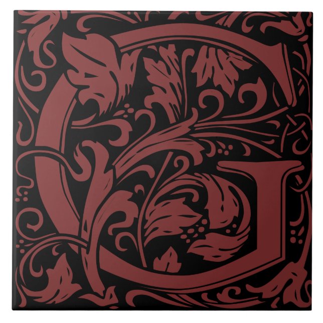 Letra G Monograma Arte Nova William Morris (Frente)