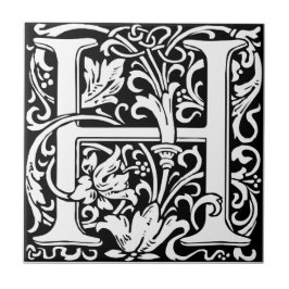 Letra H Monograma Medieval Arte Nova