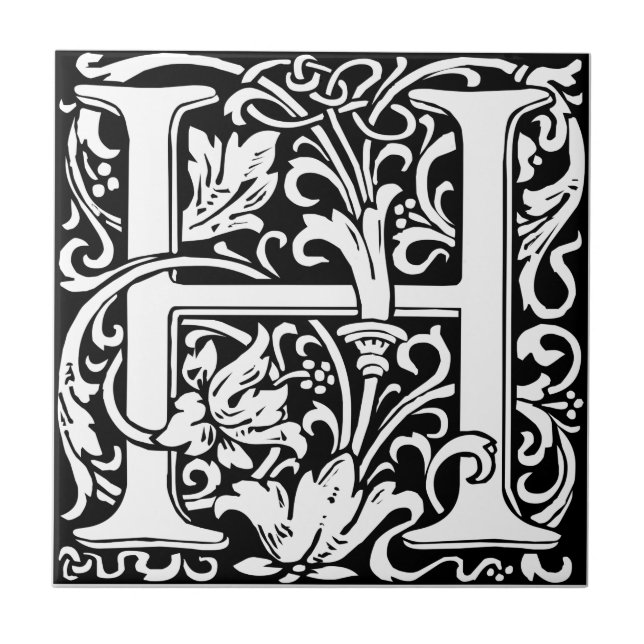 Letra H Monograma Medieval Arte Nova (Frente)
