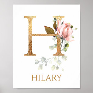 Letra H Monograma, rosa, cor-de-rosa, Poster
