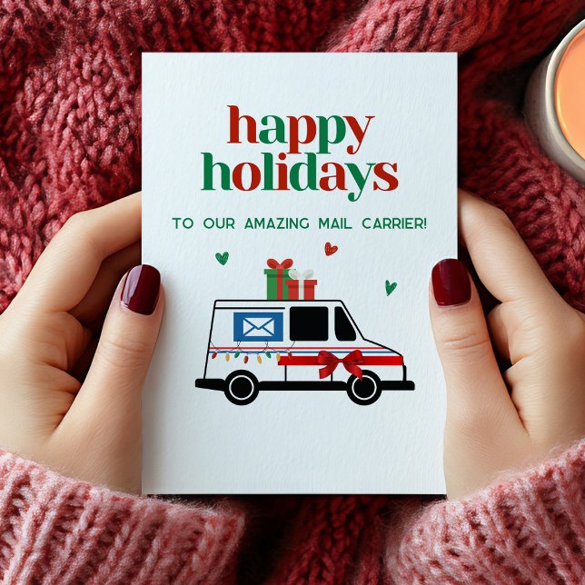 Letra Holiday Mail com Cartões de agradecimentos d (Holiday Mail Letter Carrier Thank You Card)