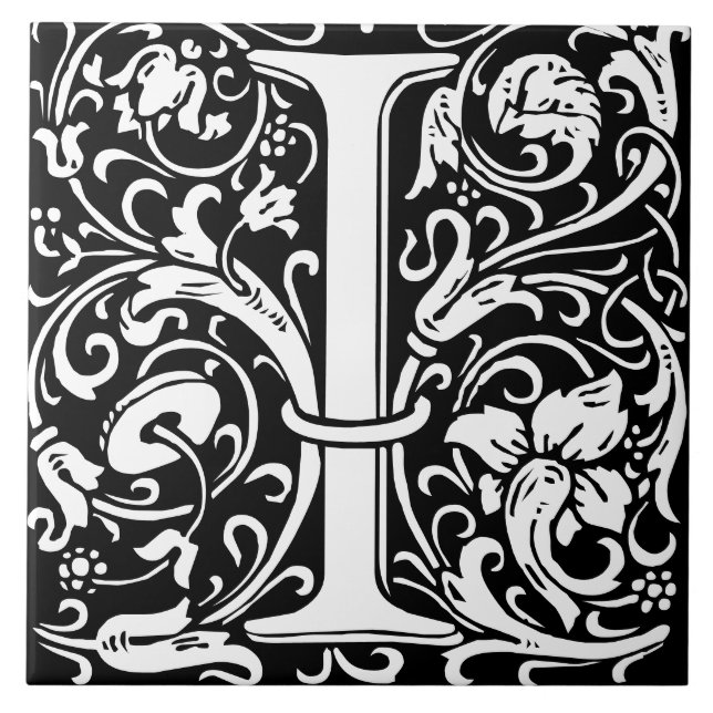 Letra I Monogramada Art Nouveau de William Morris (Frente)