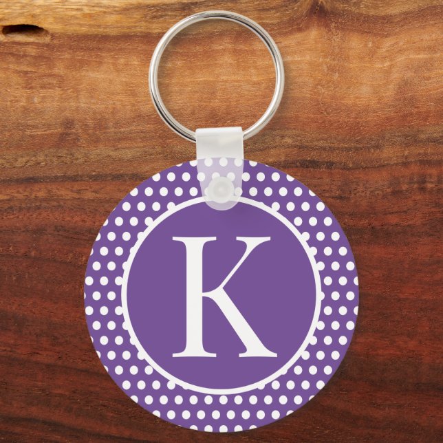 Letra inicial Classic Chic Bolinhas Chaveiro (Frente)