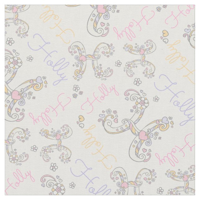 Letra inicial H Holly name tecido (Detalhe)