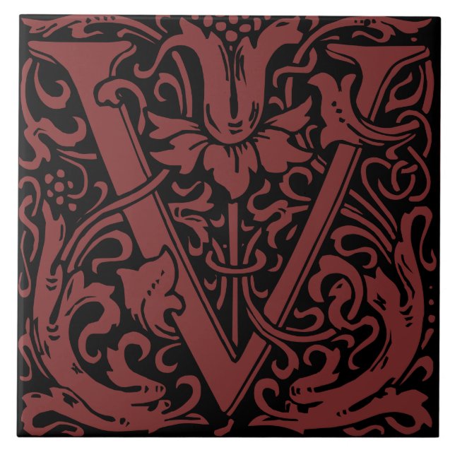 Letra Inicial U Floral Art Nouveau de William Morr (Frente)
