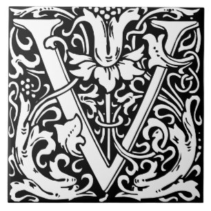 Letra inicial U floral Art Nouveau de William Morr