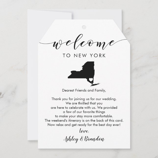 Letra Itinerária de Boas-vindas de New York Weddin (Frente)