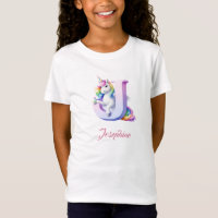 Letra J de camiseta de aniversário unicórn persona