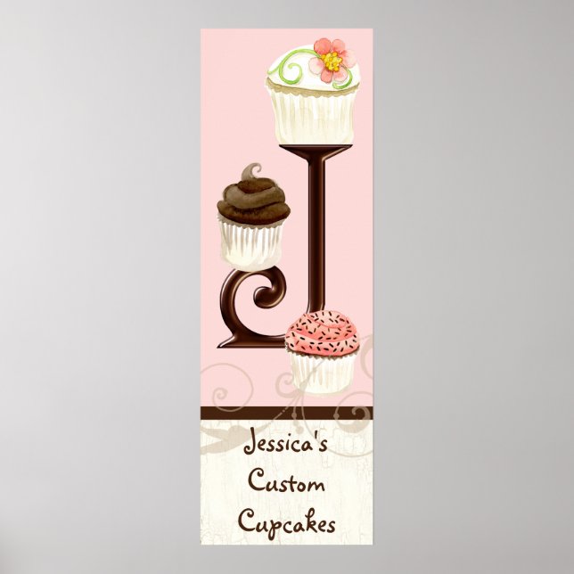 Letra J Monograma Dessert Bakery Poster (Frente)
