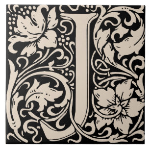 Letra J Monogramada em Arte Nova de William Morris