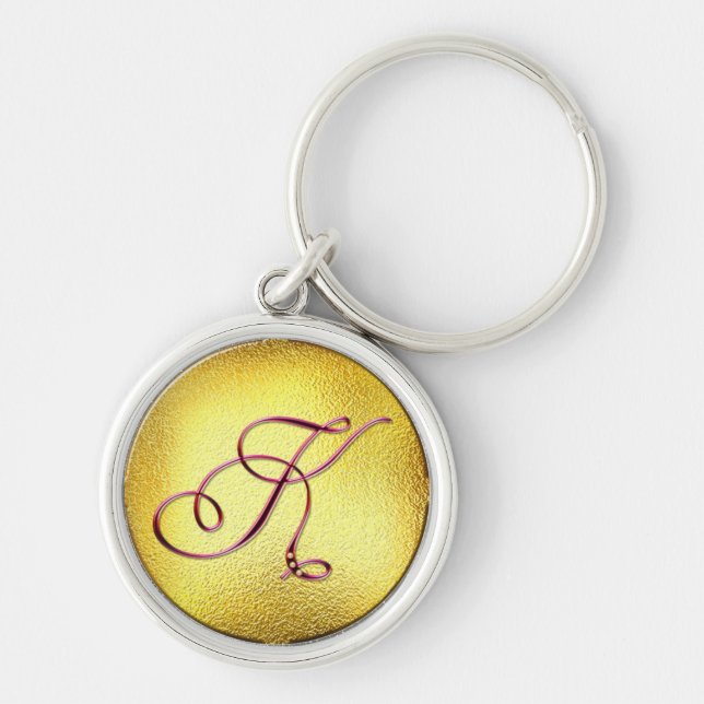 Letra K Burgundy Faux Pearl Chaveiro (Frente)