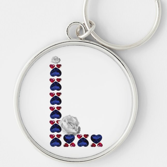 Letra L Floral Gemstone Chaveiro (Frente)