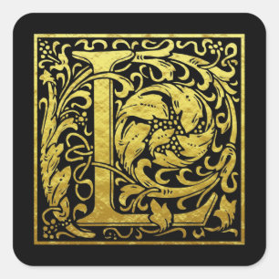 Letra L Primeira Letra Minúscula Adesivo Dourado