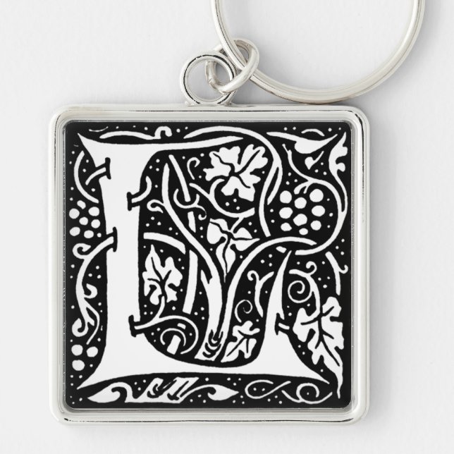 Letra 'L' William Morris Design - Chaveiro (Frente)