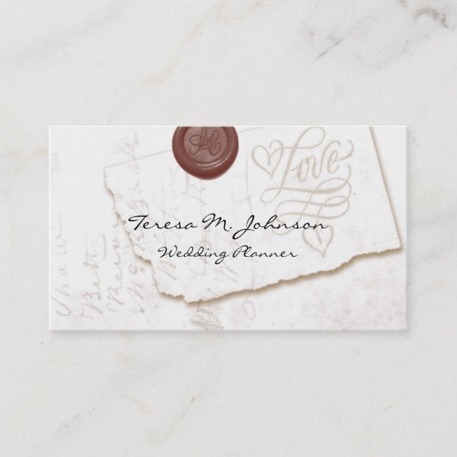 Letra Love Wedding Planner Cartões de visitas (Frente)