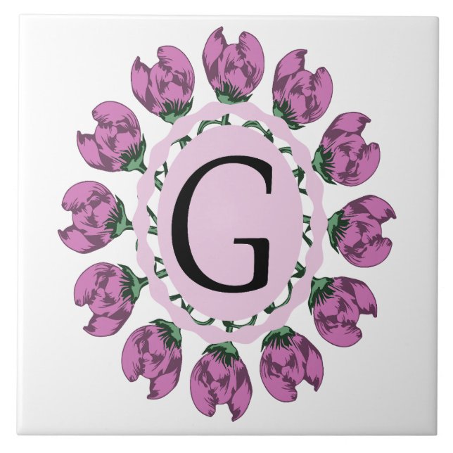 Letra maiúscula G monograma floral (Frente)