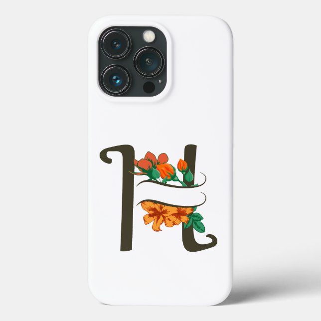 Letra maiúscula H monograma floral (Verso)