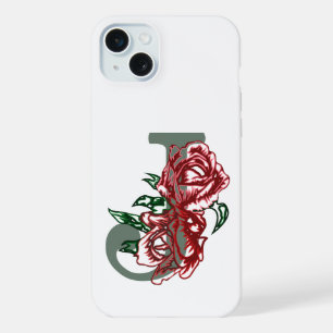 Letra maiúscula J monograma floral