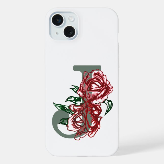 Letra maiúscula J monograma floral (Verso)