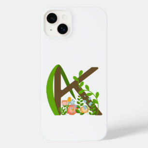 Letra maiúscula K monograma floral