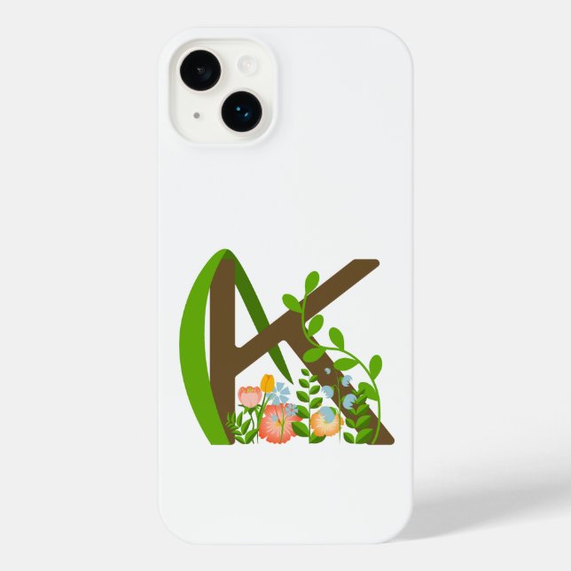 Letra maiúscula K monograma floral (Verso)