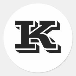 Letra maiúscula K pequenos adesivos redondos por 
