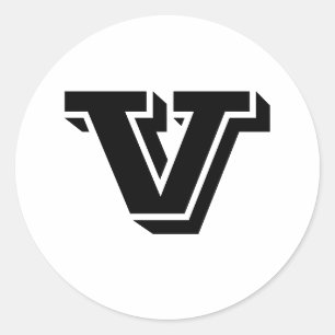 Letra maiúscula V pequenos adesivos redondos por J