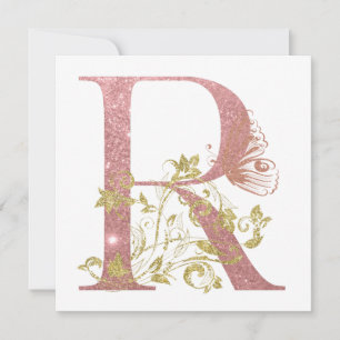 Letra Minúscula Rosa rico - Placa Quadrada R - Let