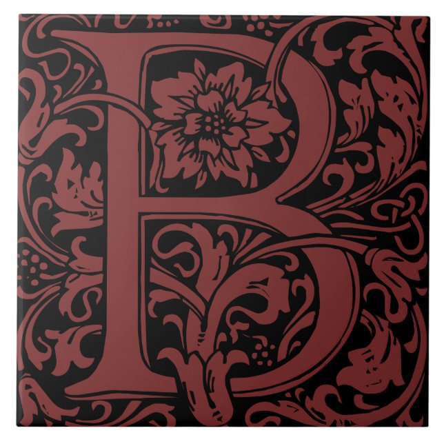Letra Monograma B Artes e Ofícios William Morris (Frente)