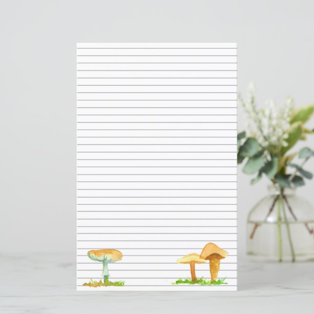 Letra Mushroom Fungi Escrevendo Mycology Lined (Em pé/Frente)