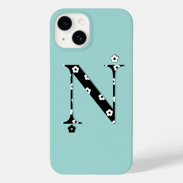 Letra N com padrão de flores (Verso)