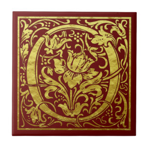 Letra O Primeira Letra Faux Vermelho Dourado
