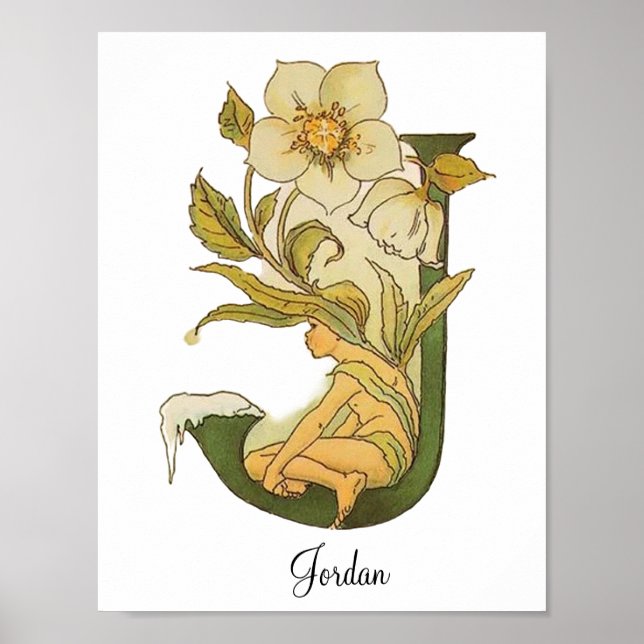 Letra Ofabet Vintage Personalizada J Poster (Frente)