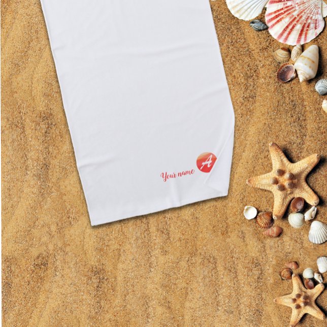 Letra ondulada de coral monograma Uma toalha de pr (Criador carregado)