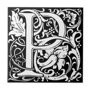 Letra P Monograma Medieval Arte Nova