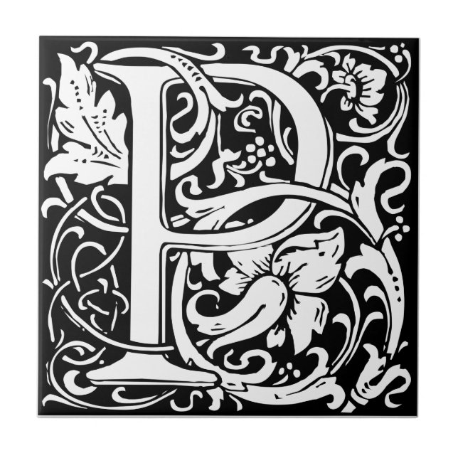 Letra P Monograma Medieval Arte Nova (Frente)