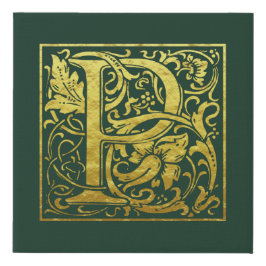 Letra P Primeira Letra Faux Céltico Verde Dourado