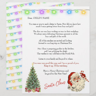 Letra papai noel para Crianças na Árvore das Luzes