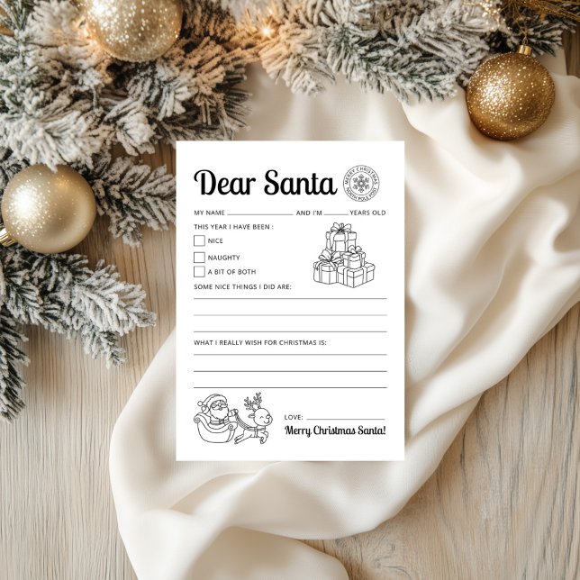 Letra para Papais noeis com impressão fácil para I (Letter To Santa Printable Easy To Print Letter)
