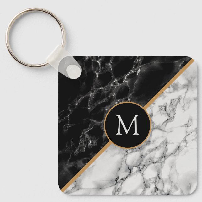 Letra Personalizada Chaveiro Preto Marble Preto (Frente)